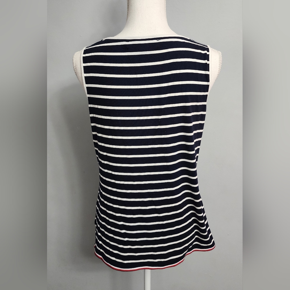 Tommy Hilfiger Size Small navy/white striped sleeveless blouse Tank Top - Picture 3 of 7